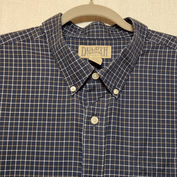 Duluth Long Sleeve Button Down Collared Blue Checkered 2XL Cotton - Picture 1 of 10